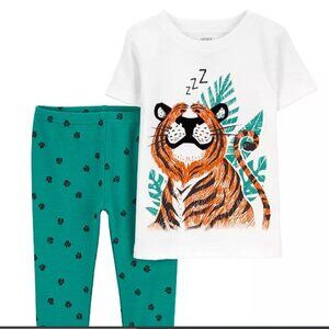 NWT Carter’s Toddler Boy Snoozing Tiger Print Pajama Shirt & Pant Set